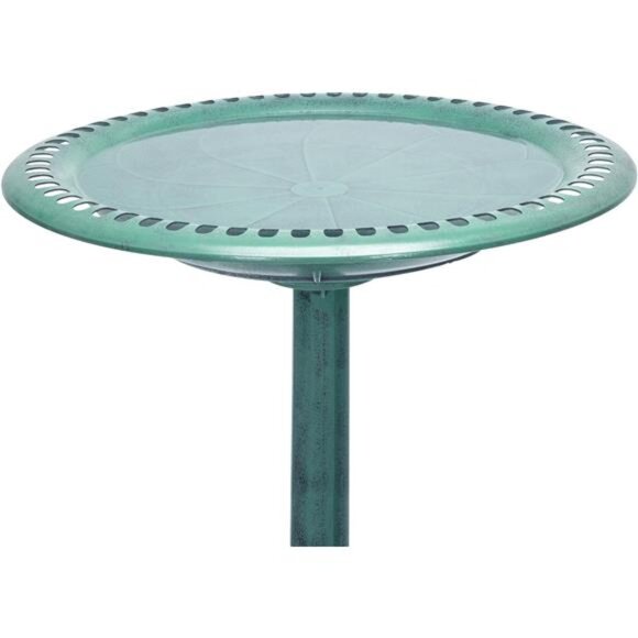 Outdoor Aged Green Pedestal Birdbath with Scrollwork - Picture 5 of 7